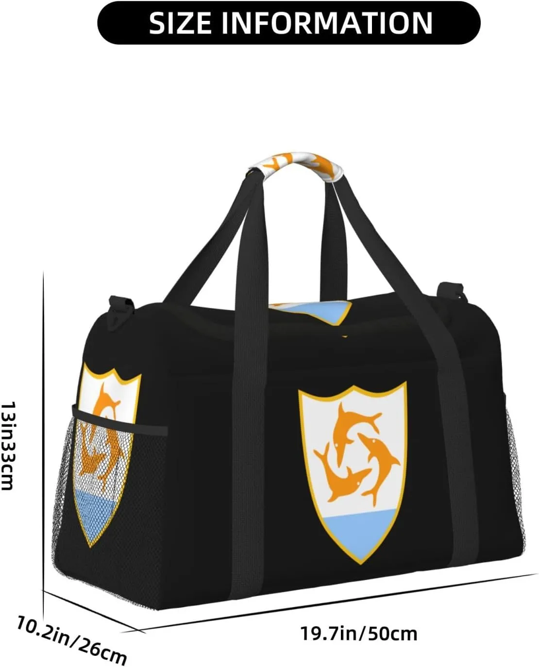 National Emblem Of Anguilla Travel Duffel Bag Large Foldable Waterproof Overnight Bag For Beach Swim Bags Pool Sports Gym