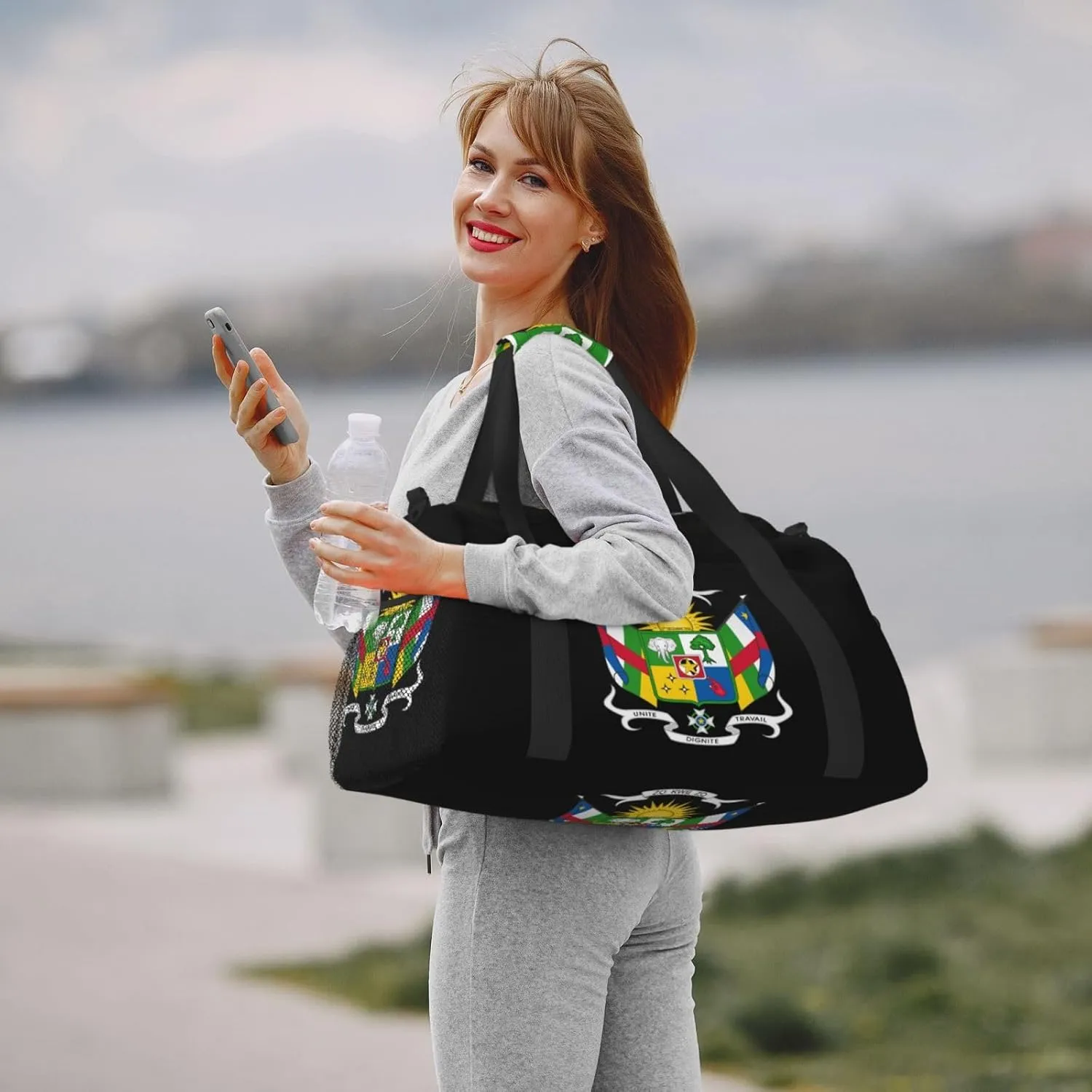 National Emblem Of Central African Travel Duffel Bag Large Foldable Waterproof Overnight Bag For Beach Swim Bags Pool Sports Gym