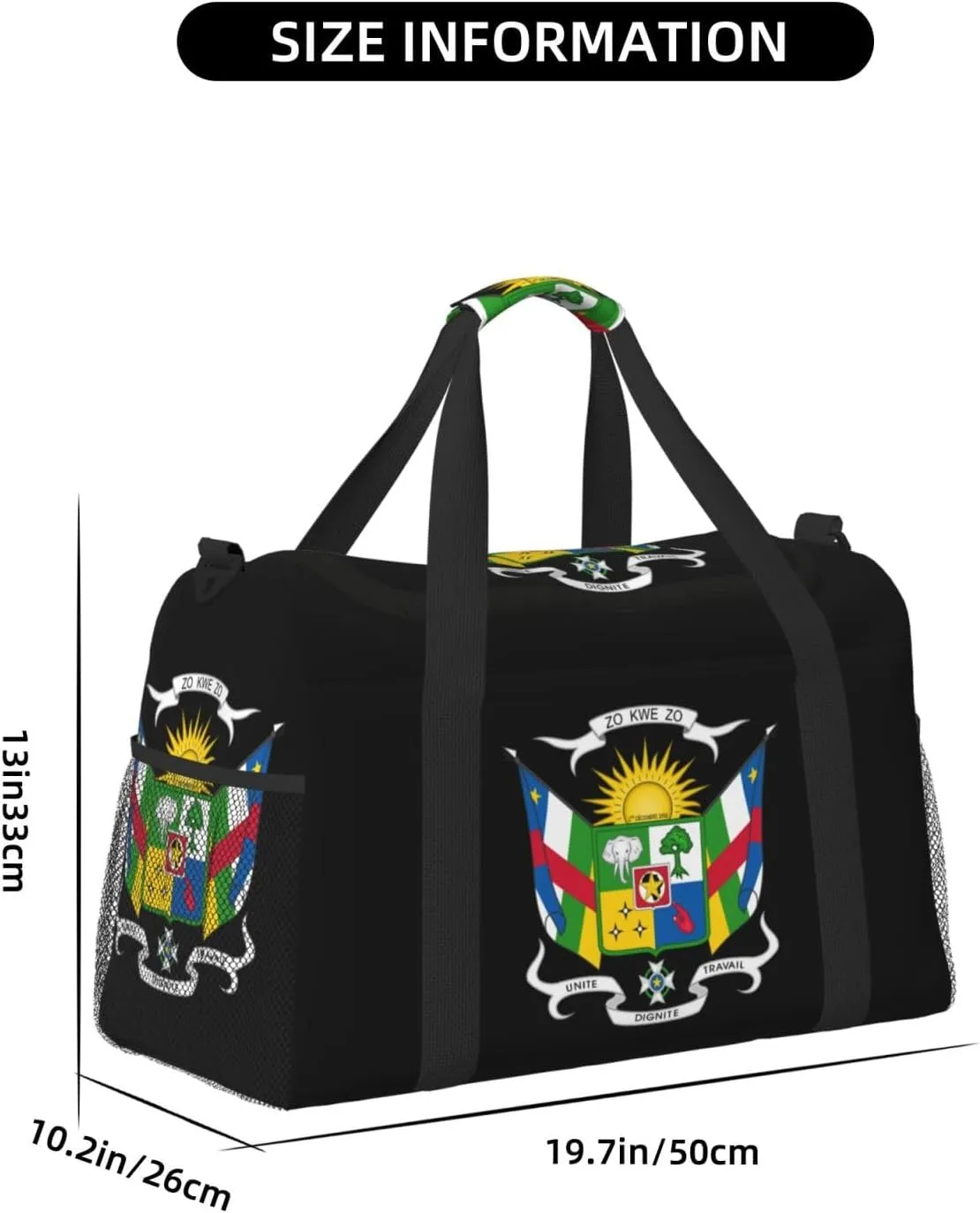 National Emblem Of Central African Travel Duffel Bag Large Foldable Waterproof Overnight Bag For Beach Swim Bags Pool Sports Gym