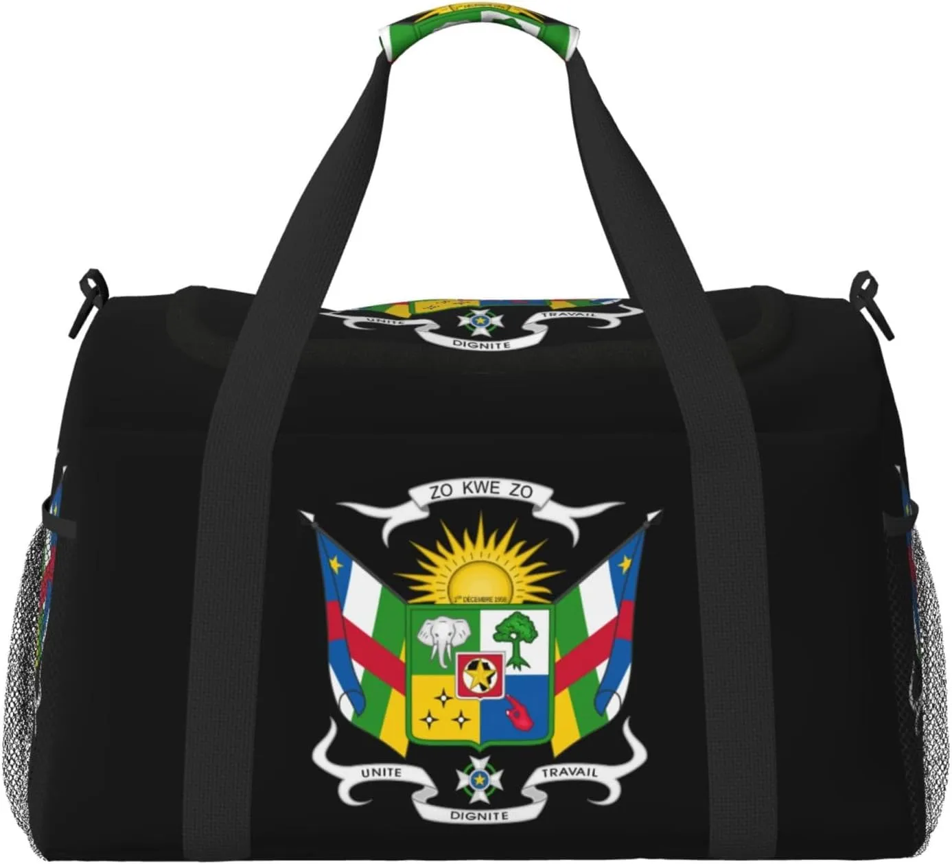 National Emblem Of Central African Travel Duffel Bag Large Foldable Waterproof Overnight Bag For Beach Swim Bags Pool Sports Gym