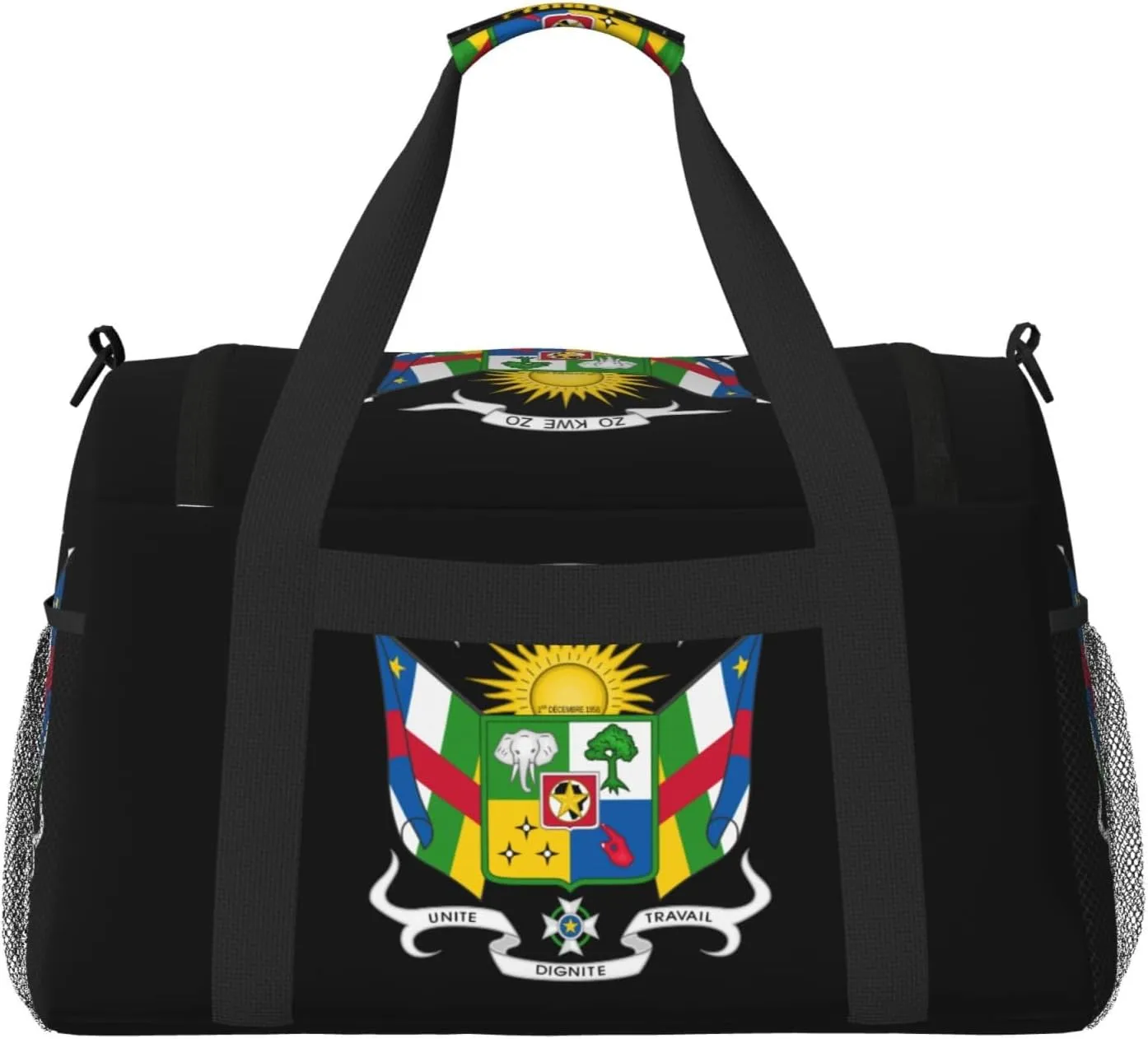 National Emblem Of Central African Travel Duffel Bag Large Foldable Waterproof Overnight Bag For Beach Swim Bags Pool Sports Gym