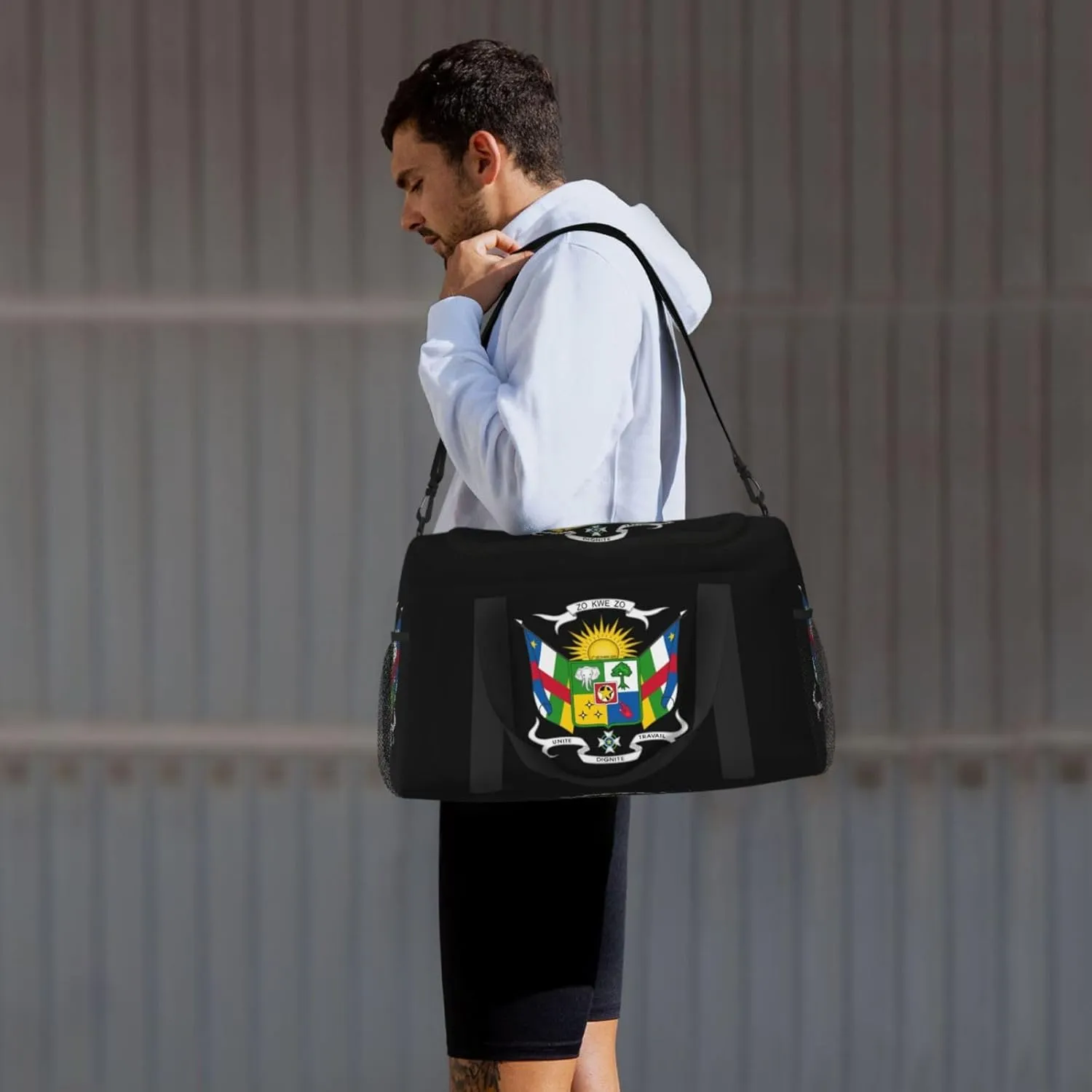 National Emblem Of Central African Travel Duffel Bag Large Foldable Waterproof Overnight Bag For Beach Swim Bags Pool Sports Gym