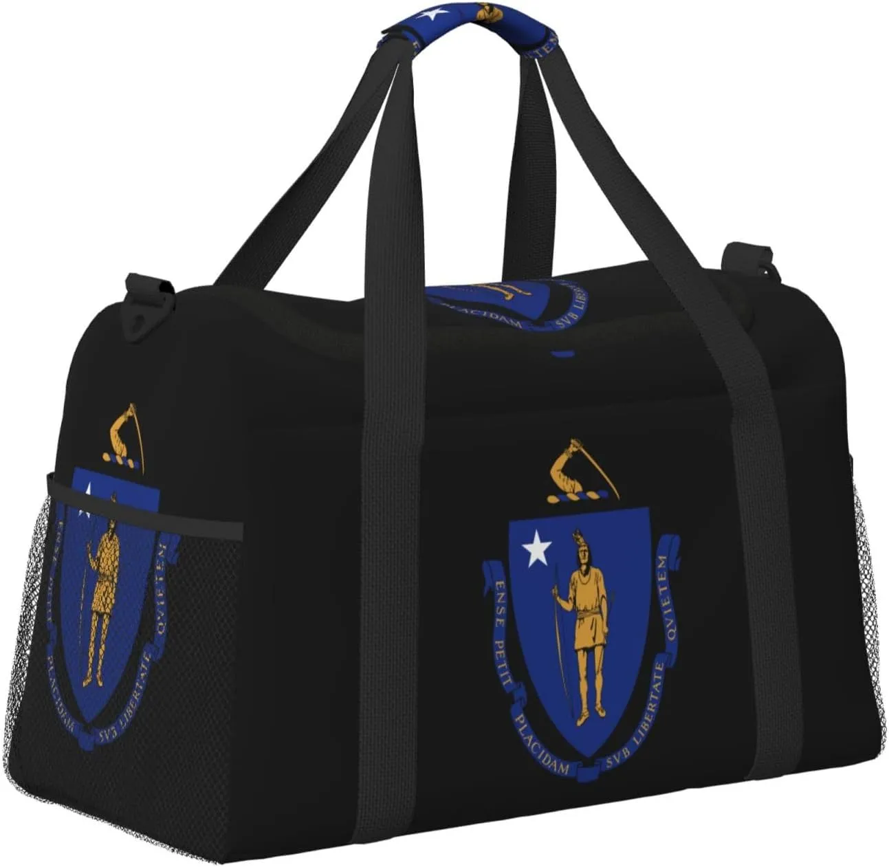 National Emblem Of Massachusetts Travel Duffel Bag Large Foldable Waterproof Overnight Bag For Beach Swim Bags Pool Sports Gym