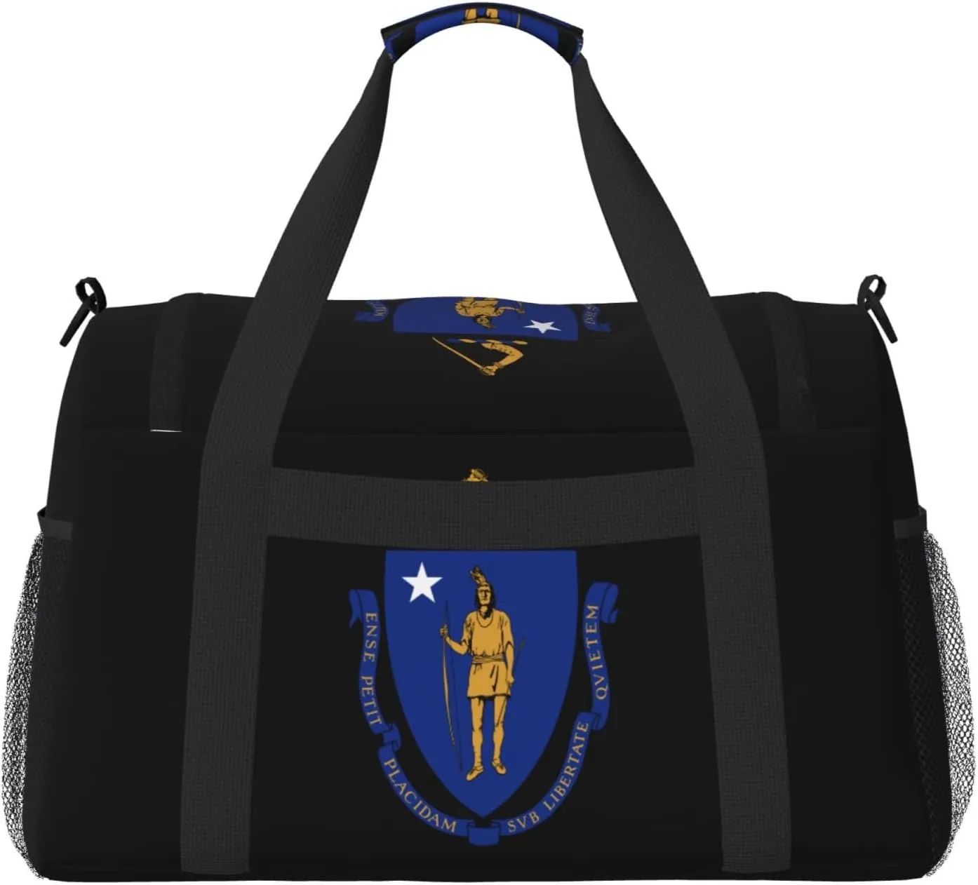 National Emblem Of Massachusetts Travel Duffel Bag Large Foldable Waterproof Overnight Bag For Beach Swim Bags Pool Sports Gym