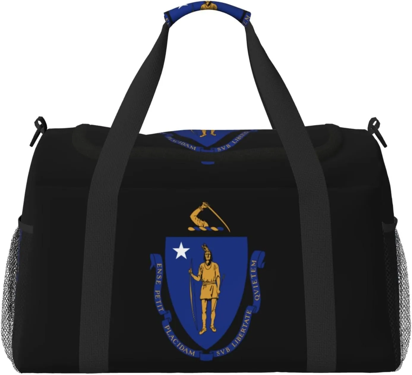 National Emblem Of Massachusetts Travel Duffel Bag Large Foldable Waterproof Overnight Bag For Beach Swim Bags Pool Sports Gym