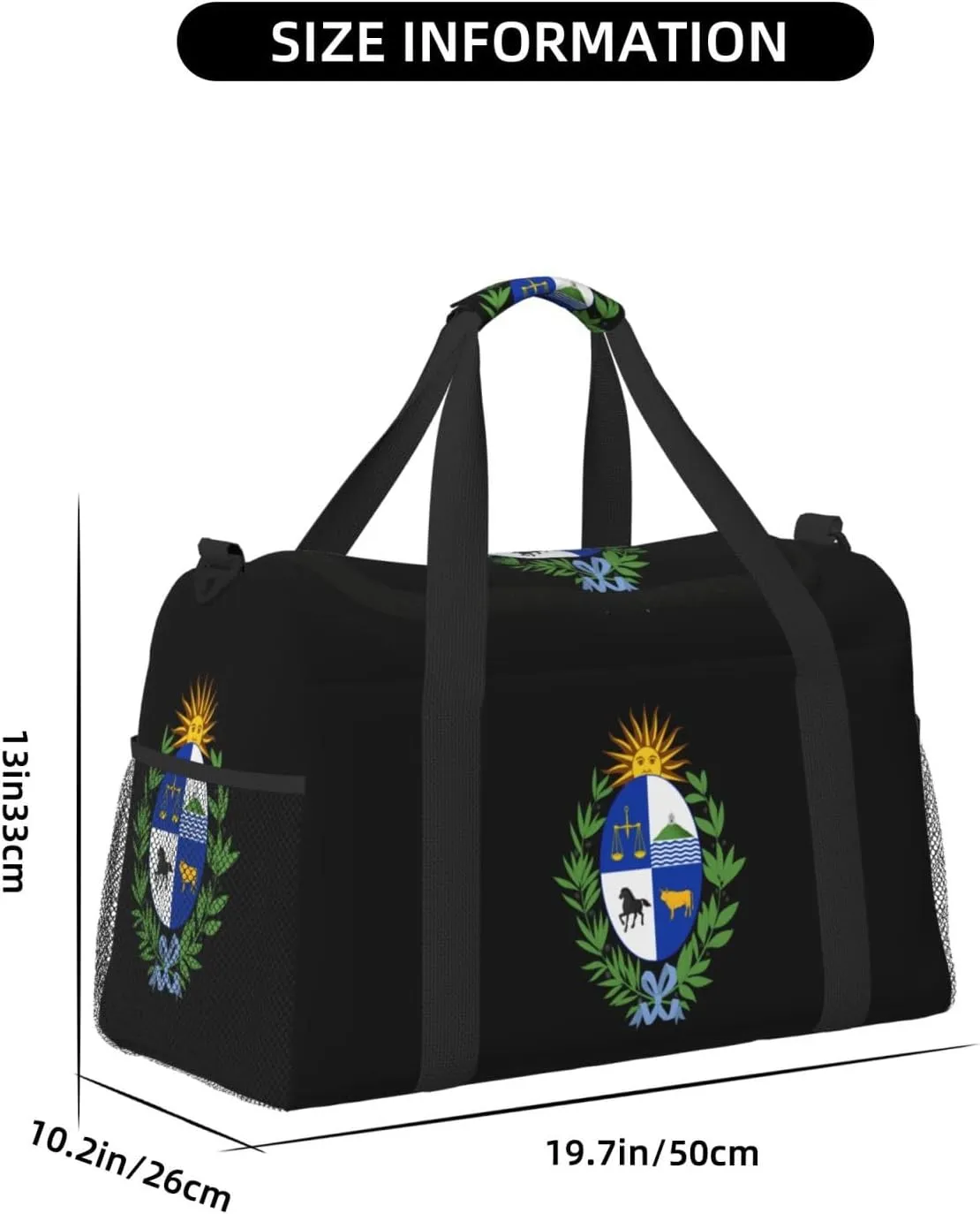 National Emblem Of Uruguay Travel Duffel Bag Large Foldable Waterproof Overnight Bag For Beach Swim Bags Pool Sports Gym