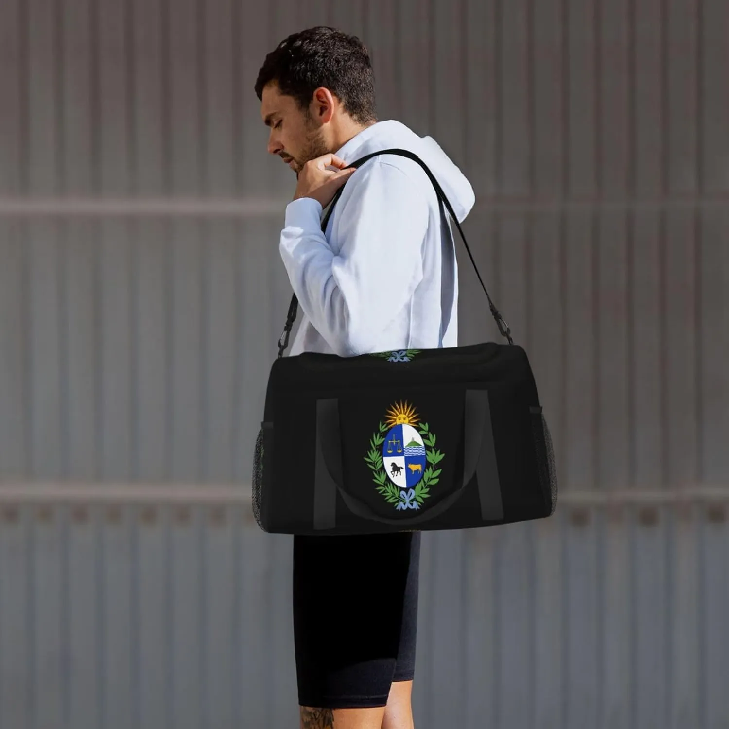 National Emblem Of Uruguay Travel Duffel Bag Large Foldable Waterproof Overnight Bag For Beach Swim Bags Pool Sports Gym