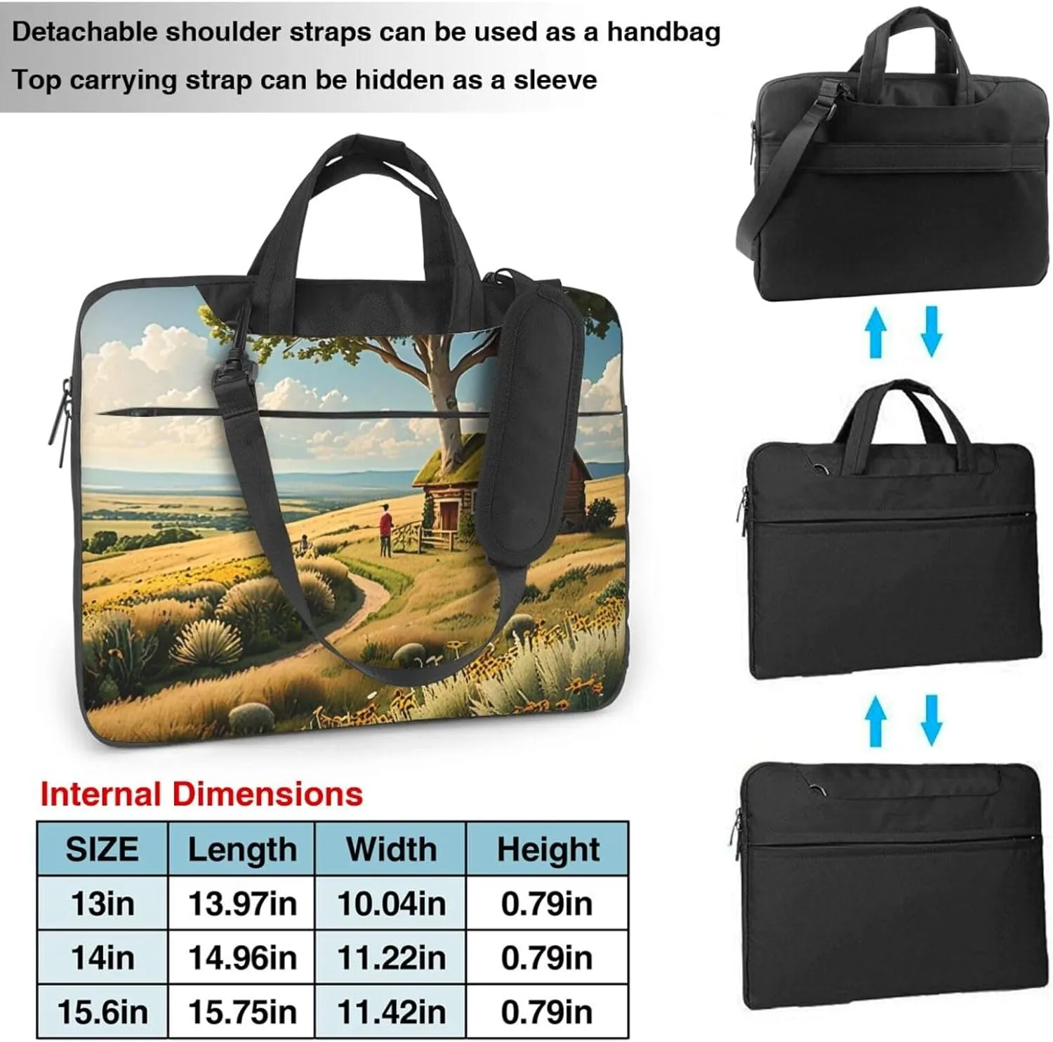 Natural Abundance Print Laptop Bag, 13-15.6 inch Work Tote Briefcase Messenger Bag Gifts for Men Women