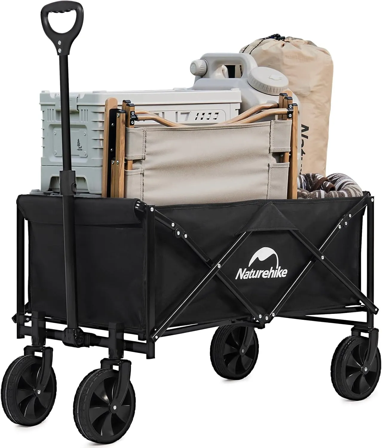 Naturehike Collapsible Wagon Wagon with Wheels Foldable, 300LBS Beach Cart, Portable Heavy Duty Garden Wagon Cart - Large Capacity Utility Wagon for Shopping, Camping, Garden, Sports, Grocery