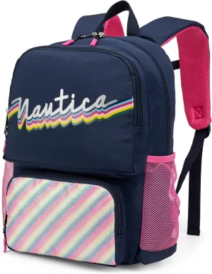 Nautica Backpack for Kids | Kindergarten, Elementary Children Backpack | 16" Tall | Retro Rainbow