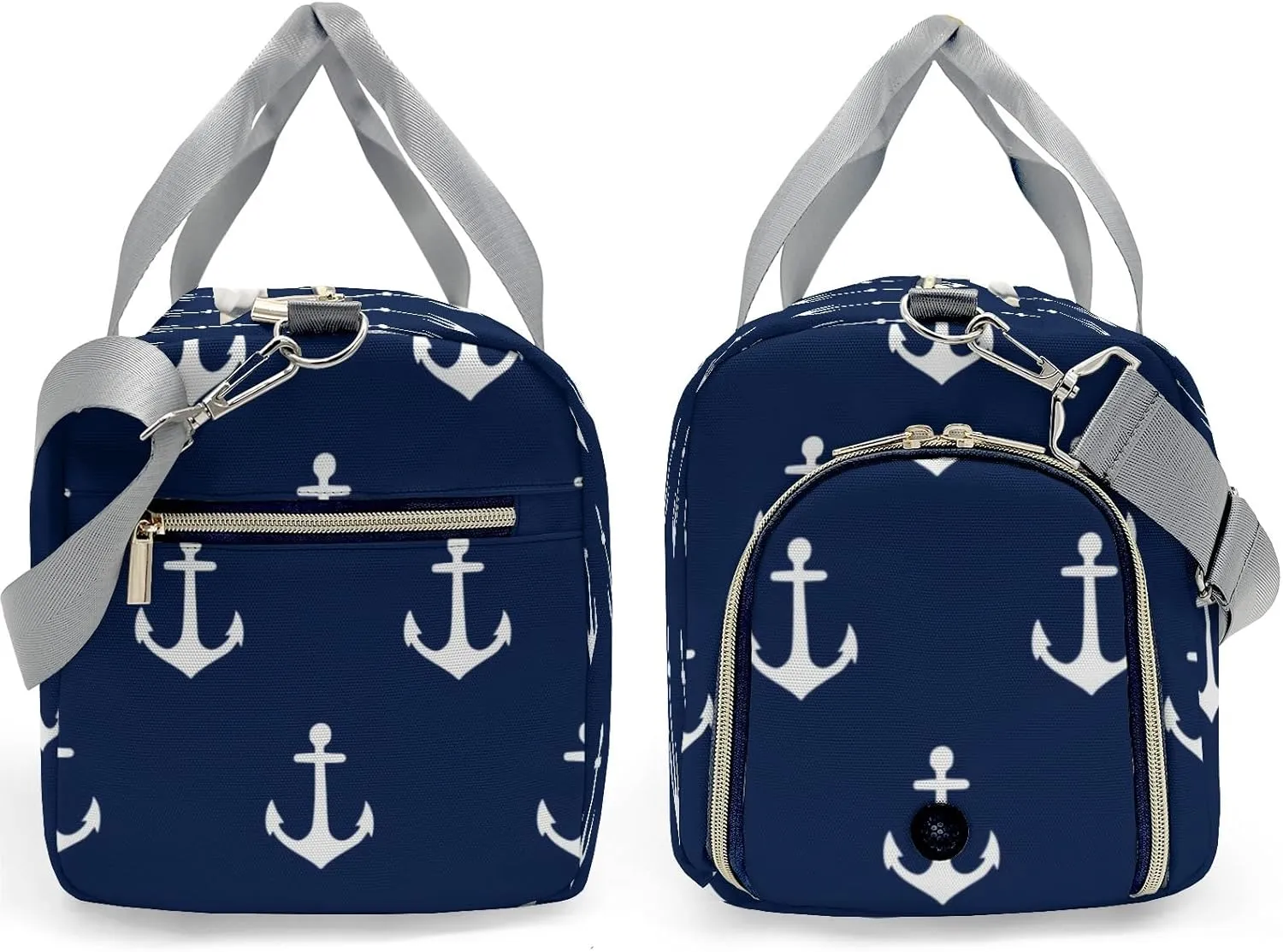 Nautical Anchor Personalized Duffel Bag,Custom Travel Gym Bag with Name,Waterproof Sports Overnight Bag with Shoe Compartment & Shoulder Strap