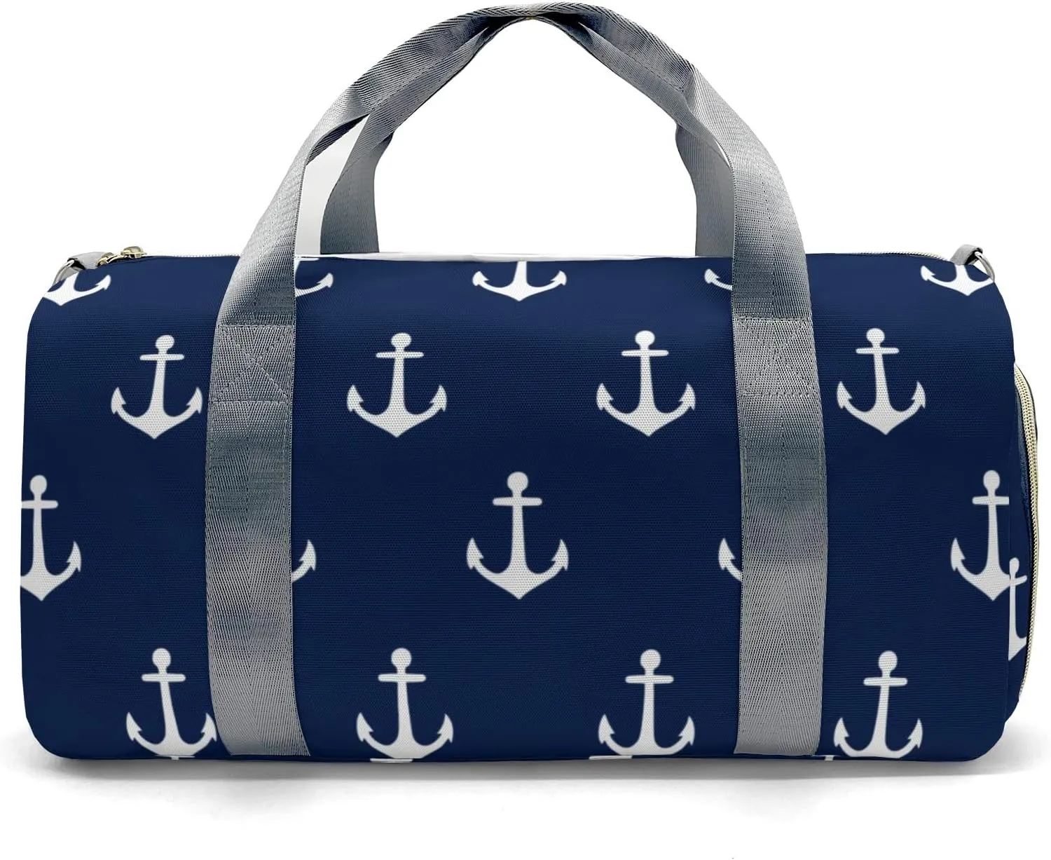 Nautical Anchor Personalized Duffel Bag,Custom Travel Gym Bag with Name,Waterproof Sports Overnight Bag with Shoe Compartment & Shoulder Strap