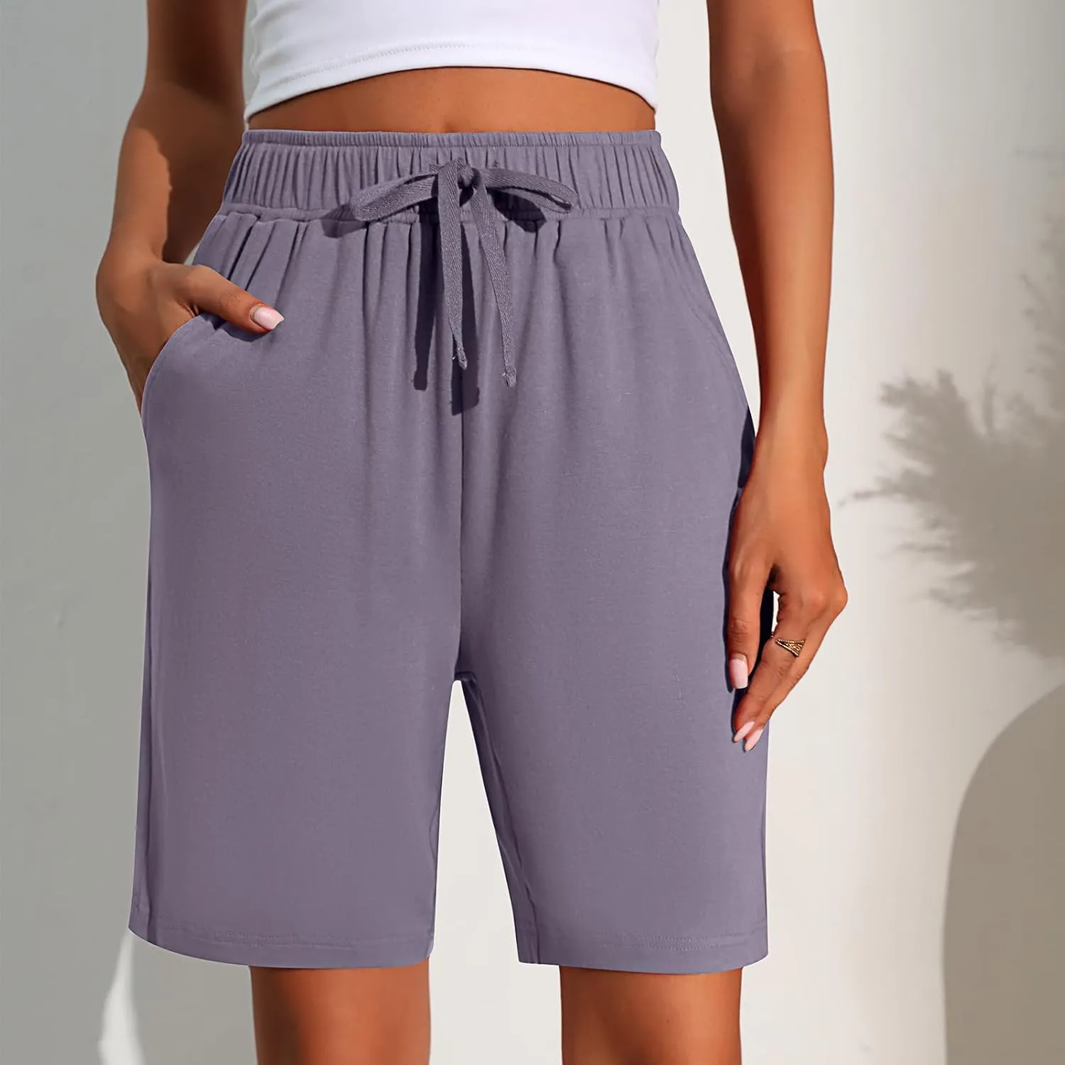 Neer 3 Pack Women's Quick Dry Shorts Women Drawstring High Waisted Bermuda Athletic Shorts with Pockets