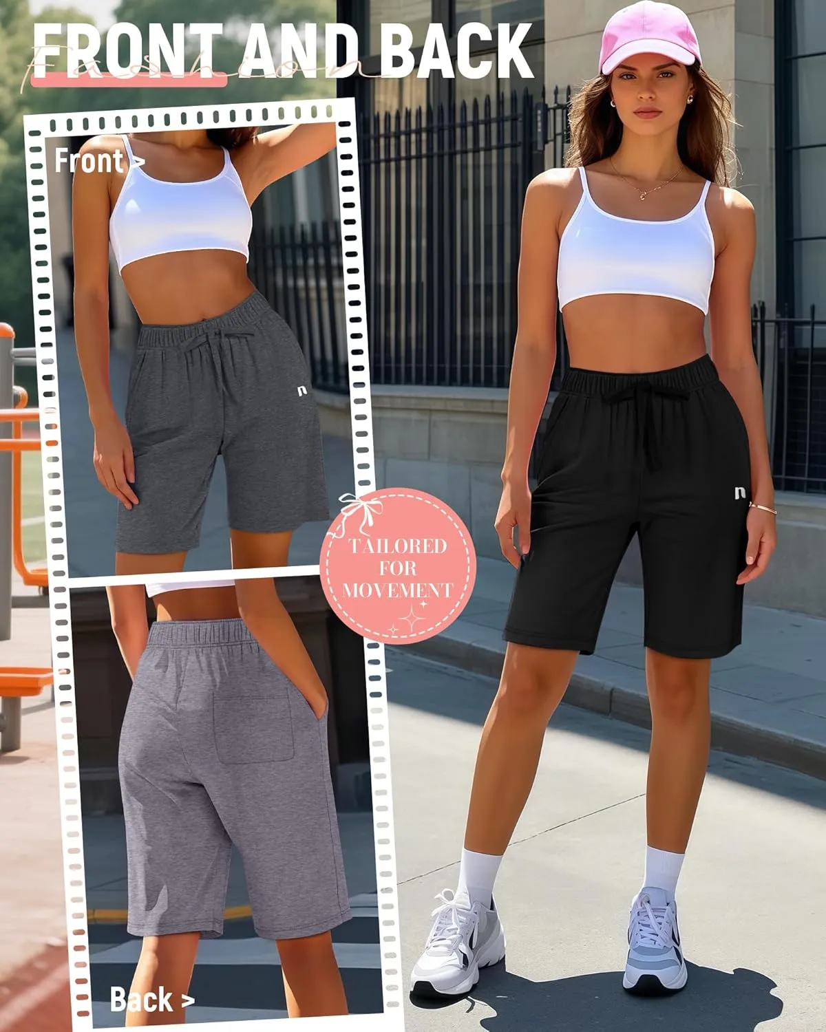 Neer 3 Pack Women's Quick Dry Shorts Women Drawstring High Waisted Bermuda Athletic Shorts with Pockets