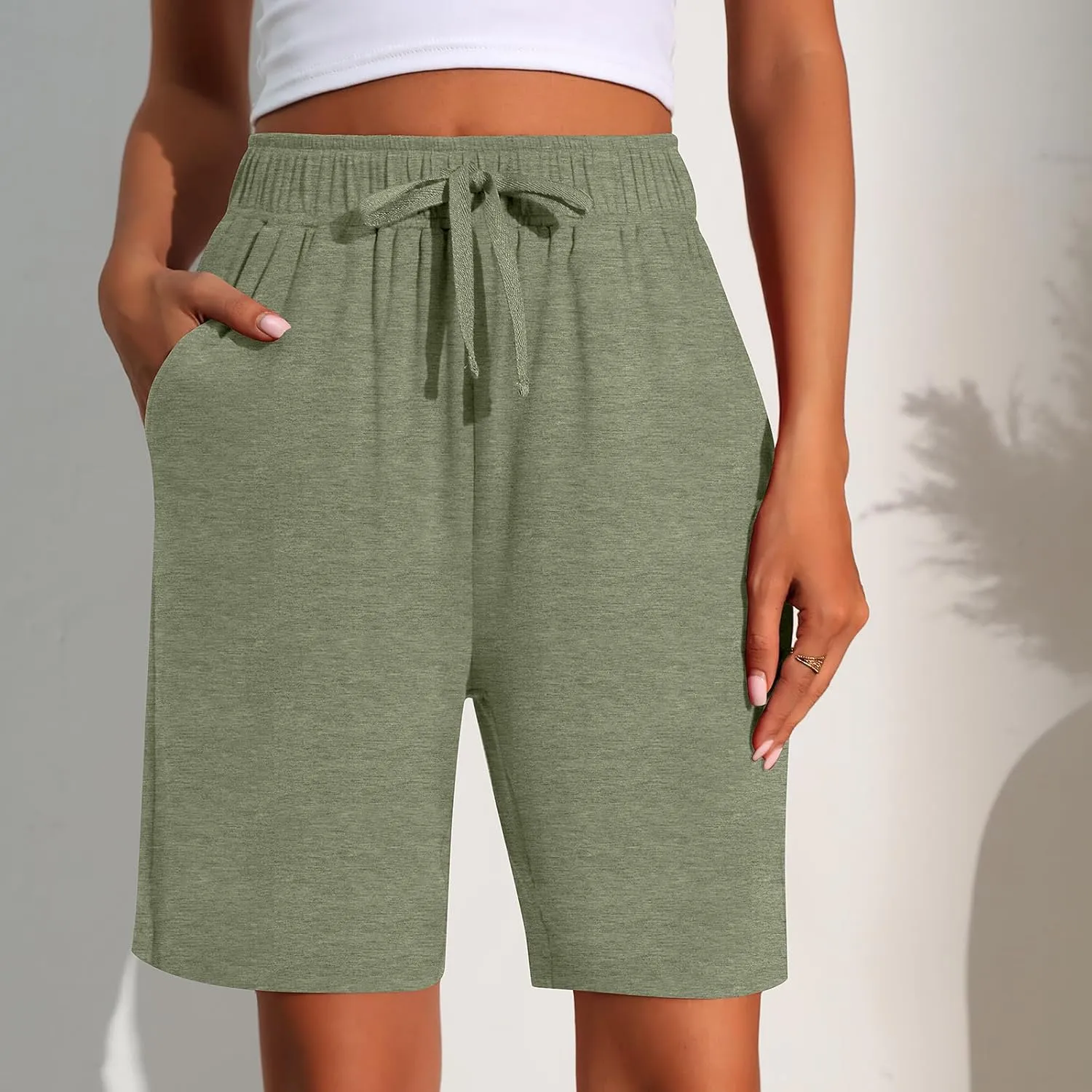 Neer 3 Pack Women's Quick Dry Shorts Women Drawstring High Waisted Bermuda Athletic Shorts with Pockets