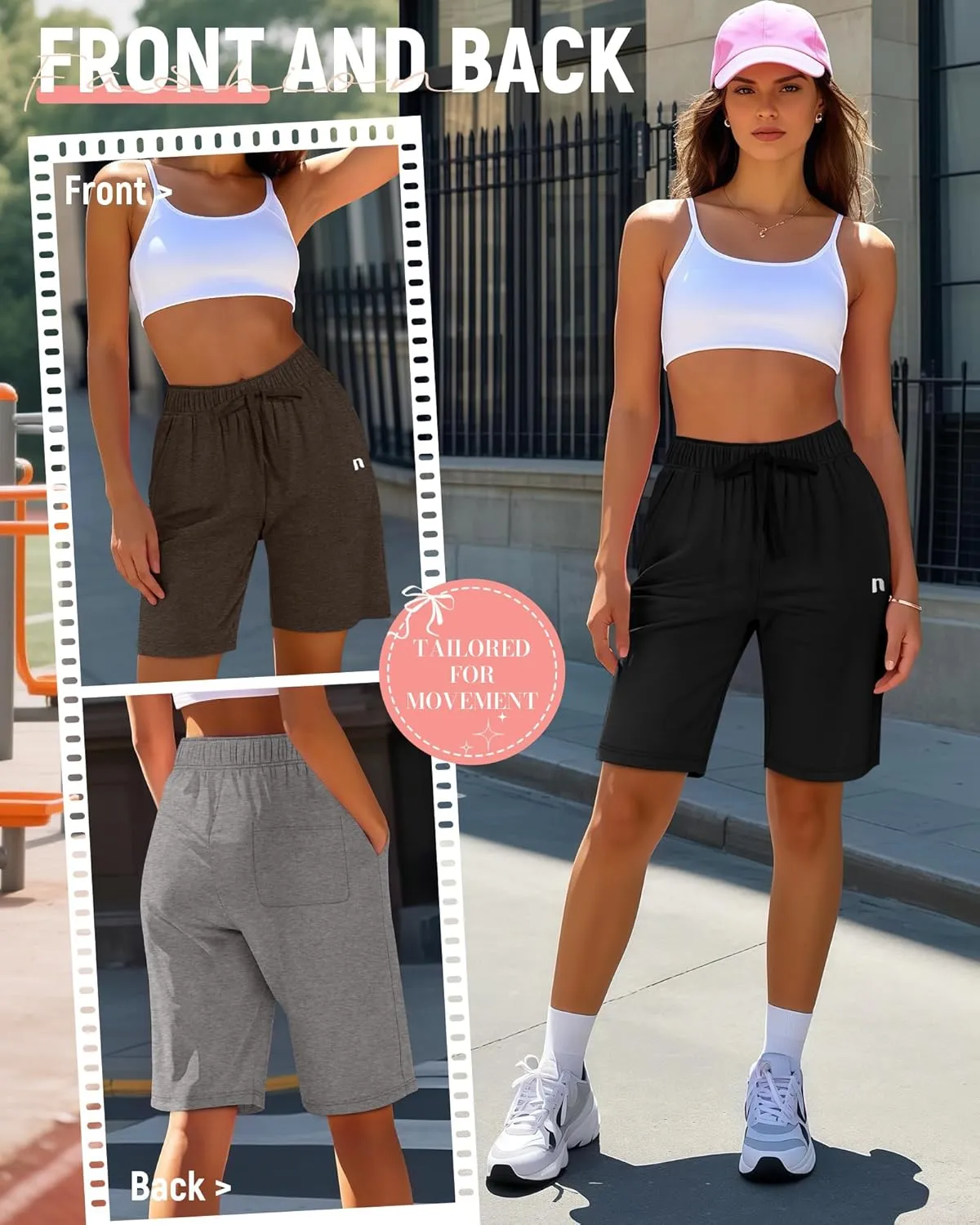 Neer 3 Pack Women's Quick Dry Shorts Women Drawstring High Waisted Bermuda Athletic Shorts with Pockets