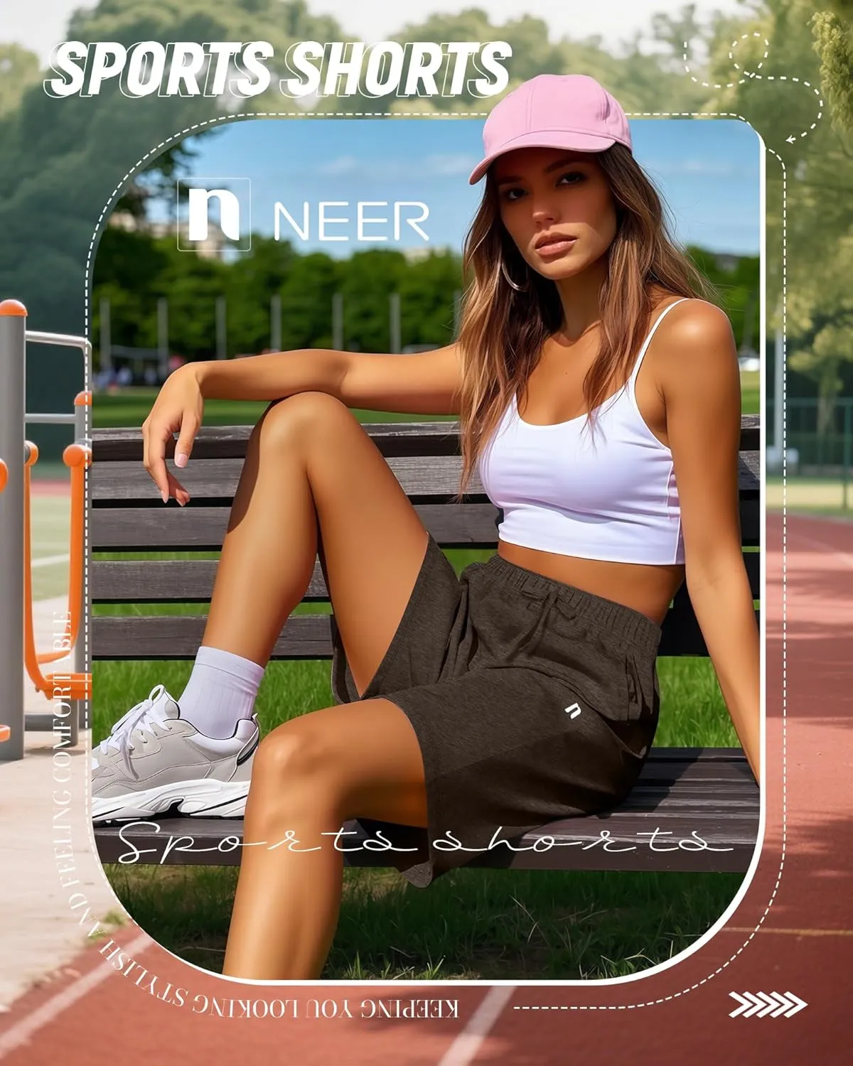 Neer 3 Pack Women's Quick Dry Shorts Women Drawstring High Waisted Bermuda Athletic Shorts with Pockets