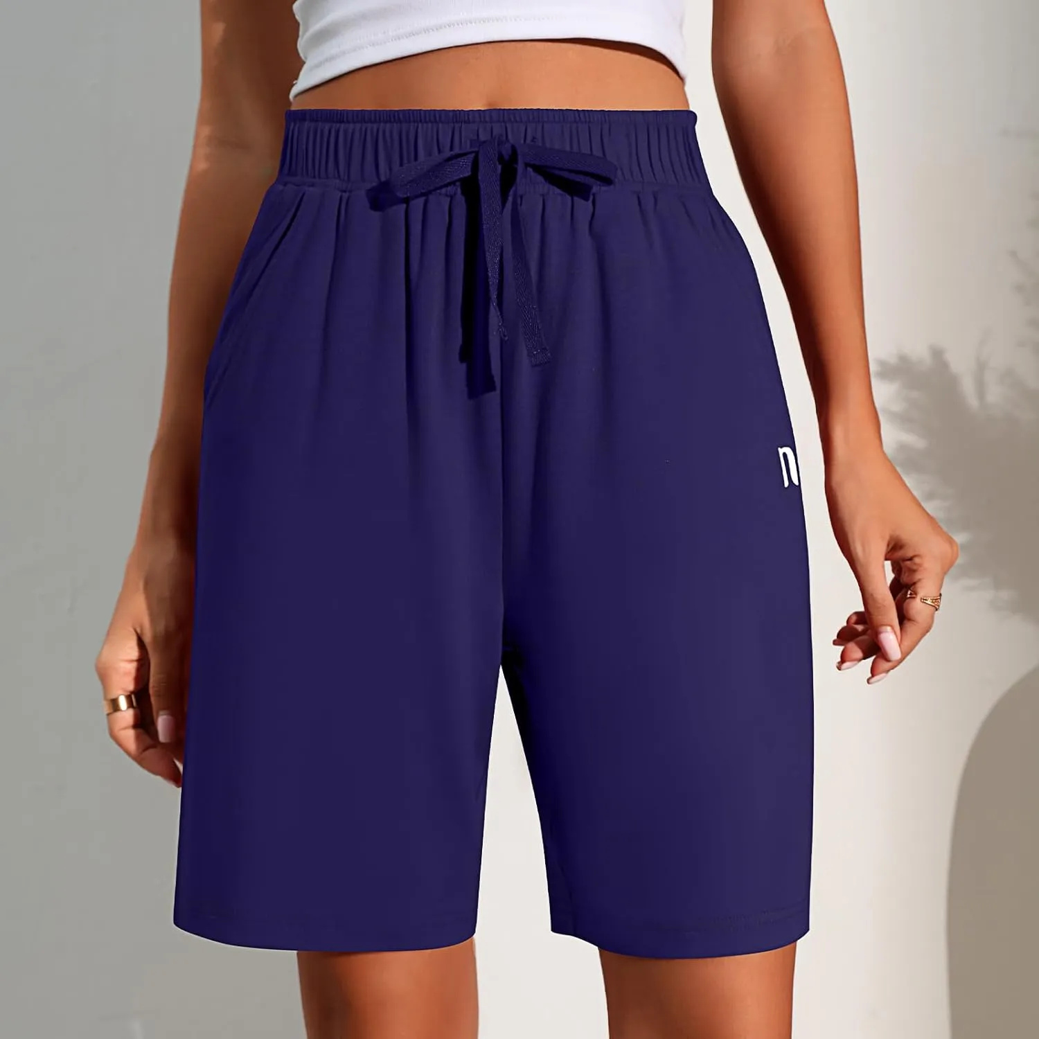 Neer 3 Pack Women's Quick Dry Shorts Women Drawstring High Waisted Bermuda Athletic Shorts with Pockets