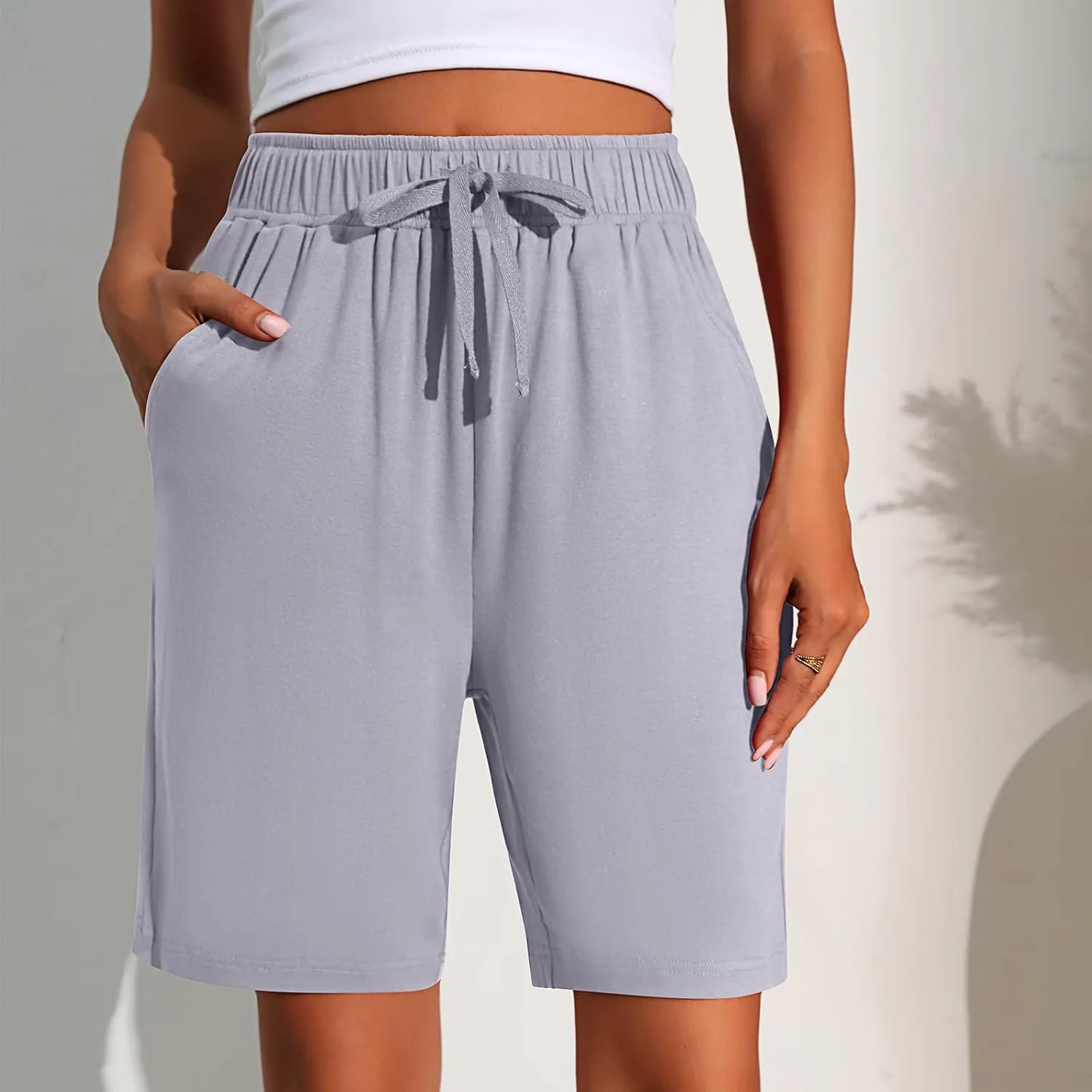 Neer 3 Pack Women's Quick Dry Shorts Women Drawstring High Waisted Bermuda Athletic Shorts with Pockets