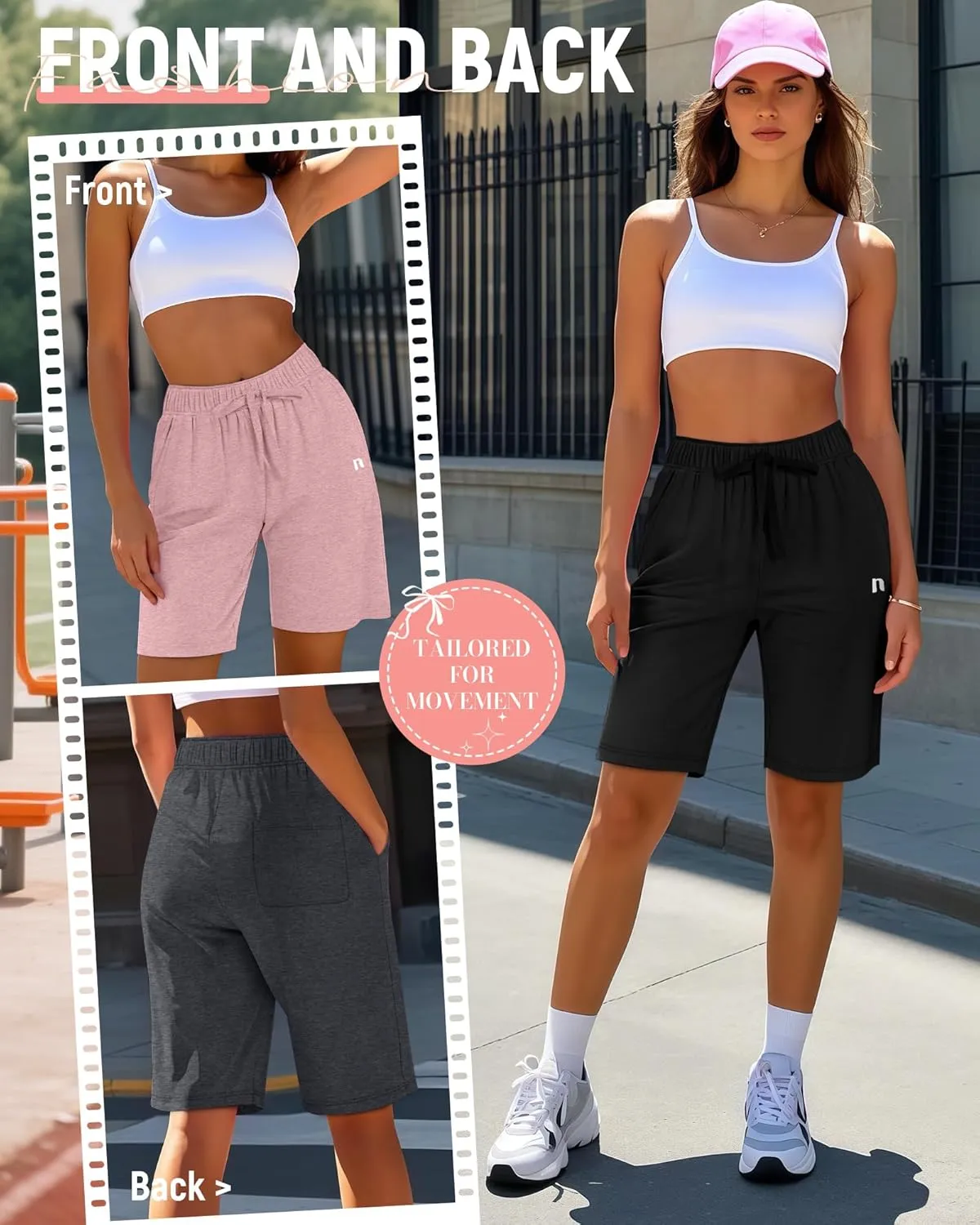 Neer 3 Pack Women's Quick Dry Shorts Women Drawstring High Waisted Bermuda Athletic Shorts with Pockets