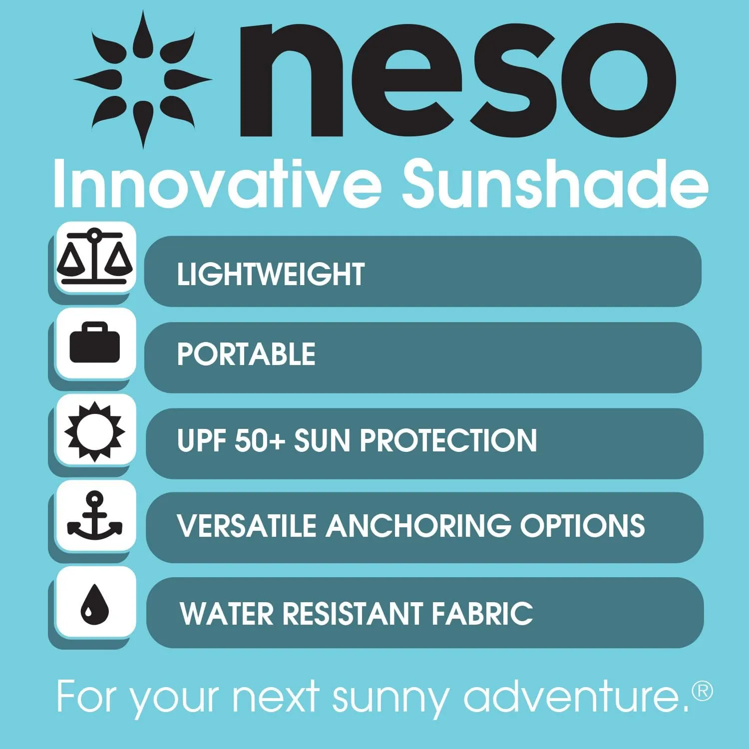 Neso Tents Beach Tent with Sand Anchor, Portable Canopy Sunshade - 7' x 7' - Patented Reinforced Corners (Sunshine)
