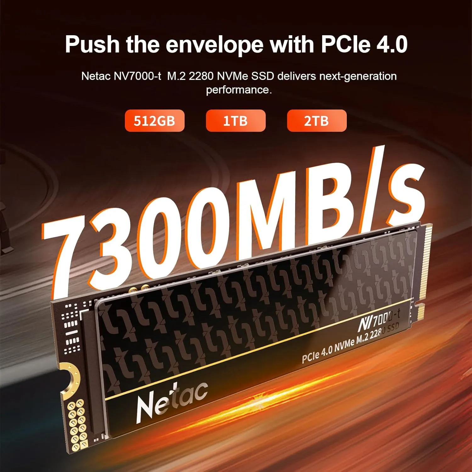 Netac 2TB PCIe Gen4x4 M.2 SSD Up to 7,300 MB/s NVMe Internal SSD with Aluminum Heatspreader High-Performance Storage for Desktop and Laptop PCs Works with PS5, NV7000-t
