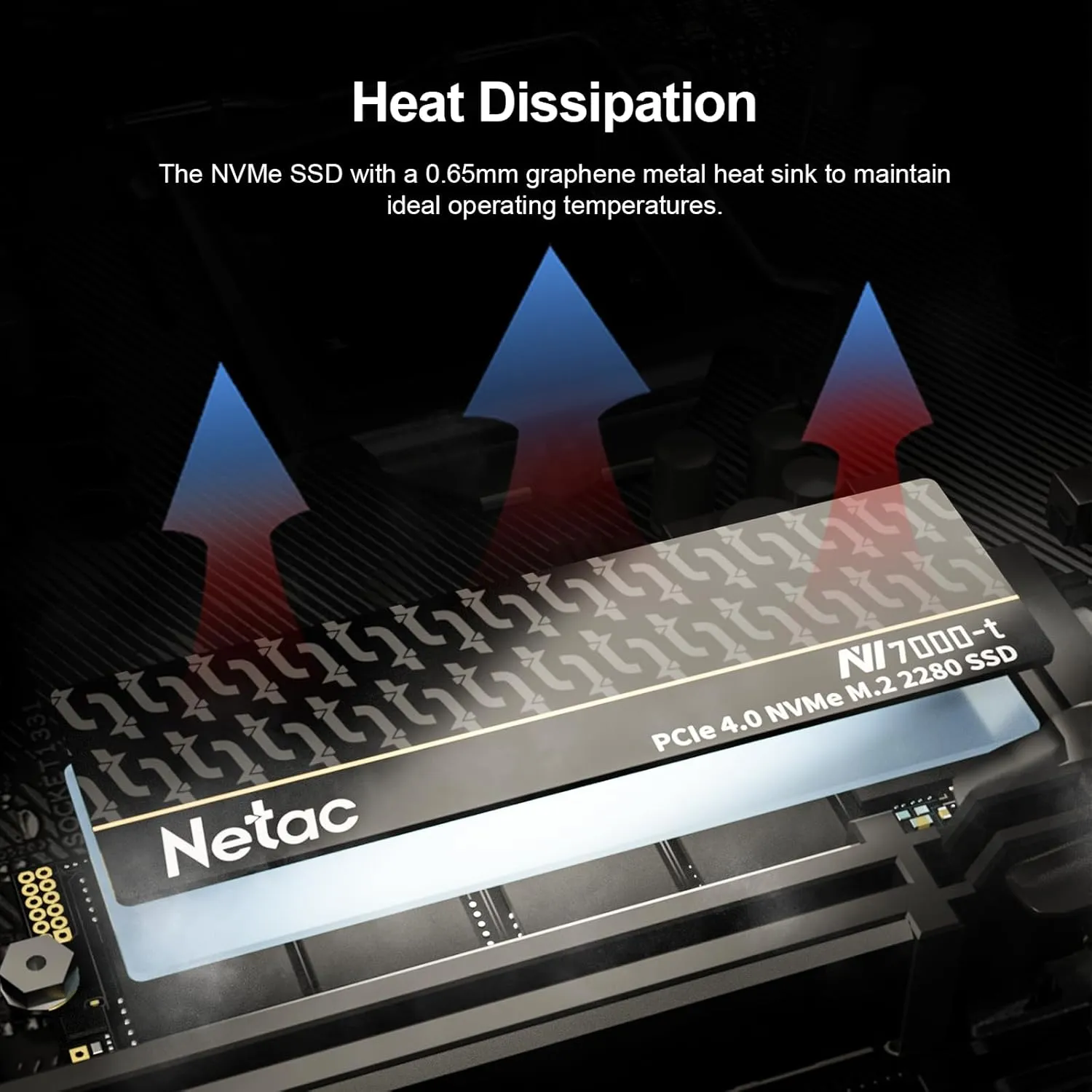 Netac 2TB PCIe Gen4x4 M.2 SSD Up to 7,300 MB/s NVMe Internal SSD with Aluminum Heatspreader High-Performance Storage for Desktop and Laptop PCs Works with PS5, NV7000-t