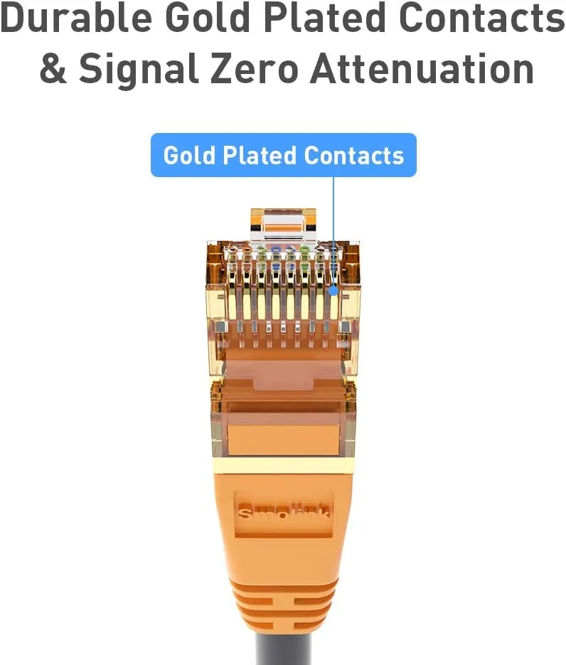 Network Cable, Shielded Ethernet Cable, Cat8 10ft 2pack Cable, Gold Plated RJ45 Connectors, 26AWG Cat8 Network Cable, Weatherproof 40Gbps 2000Mhz F/FTP LAN Cables for Gaming, Xbox, Modem, Router, PC