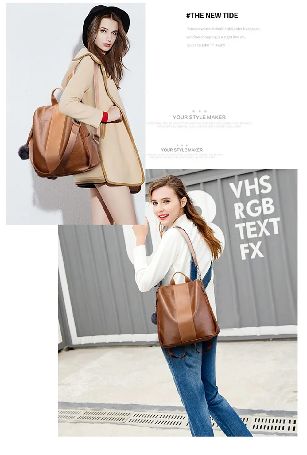 New Fashion Casual Leather Women Anti Theft Backpack