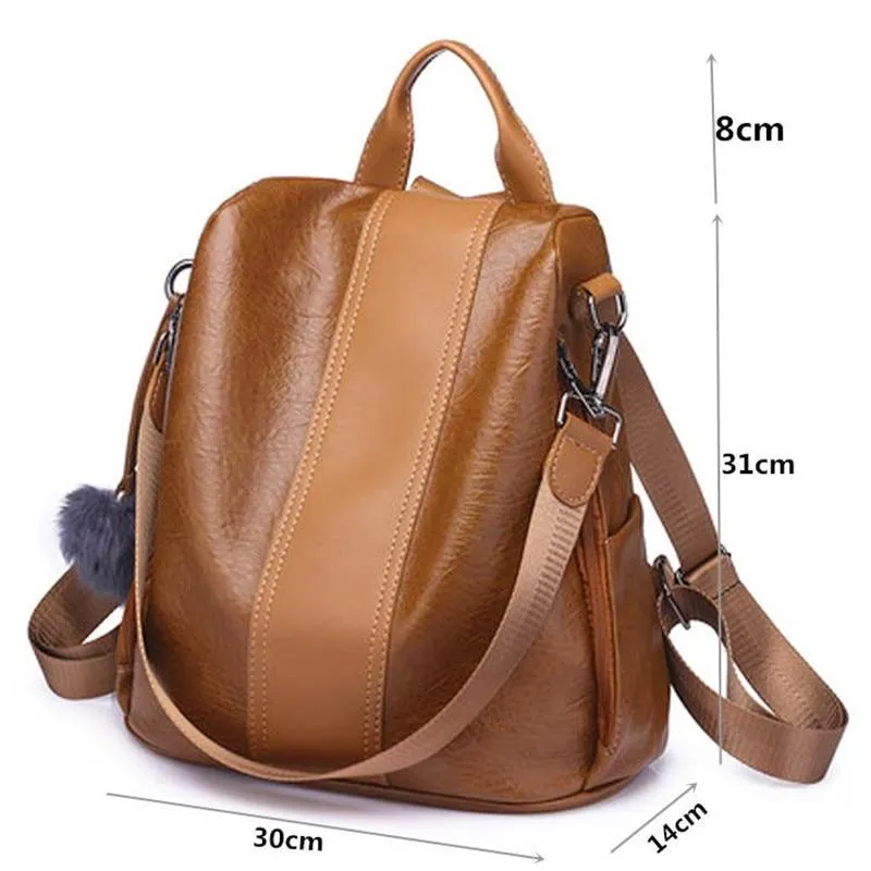 New Fashion Casual Leather Women Anti Theft Backpack