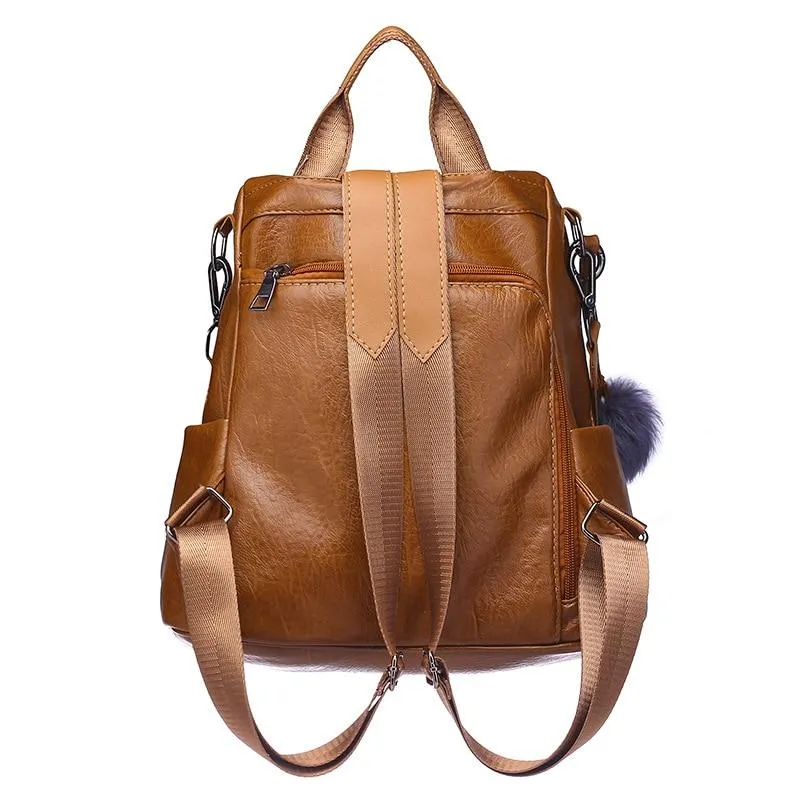 New Fashion Casual Leather Women Anti Theft Backpack