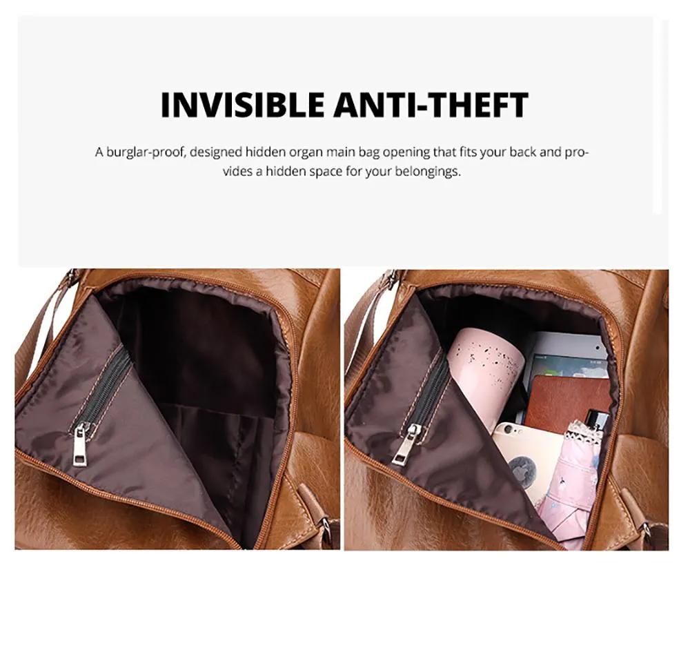 New Fashion Casual Leather Women Anti Theft Backpack