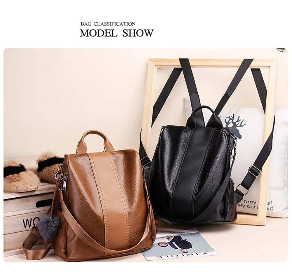 New Fashion Casual Leather Women Anti Theft Backpack