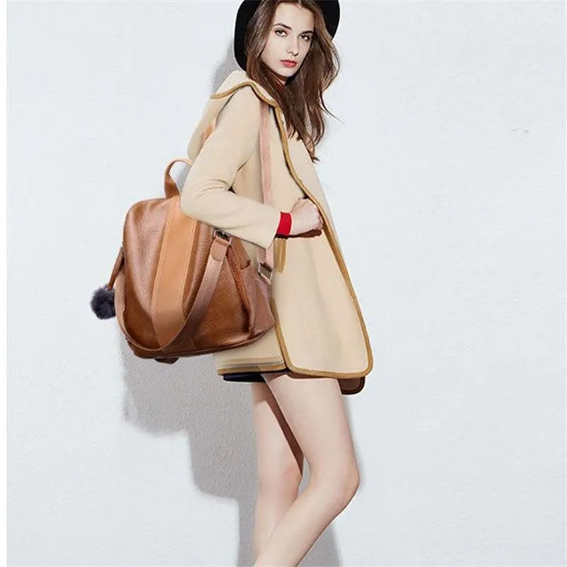 New Fashion Casual Leather Women Anti Theft Backpack