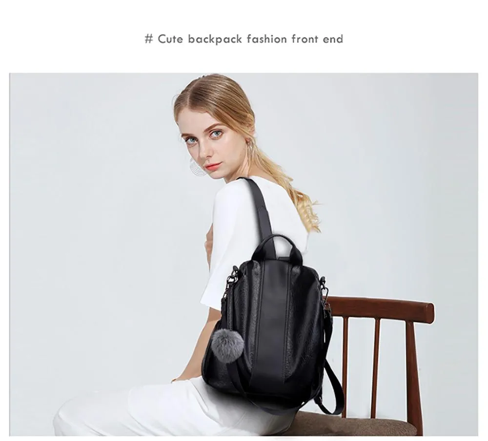 New Fashion Casual Leather Women Anti Theft Backpack