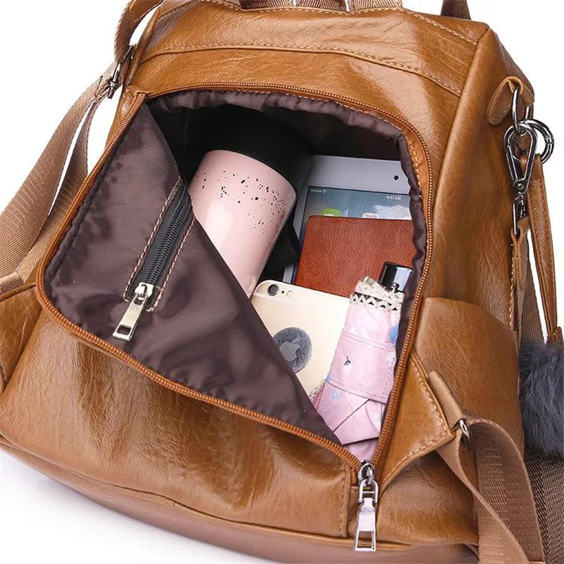 New Fashion Casual Leather Women Anti Theft Backpack