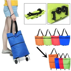 New Folding Shopping Food Bag On Wheels Vegetables Organizer Portable Reusable Colorful Bag Unigue Design