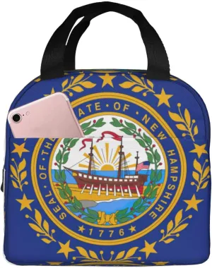 New Hampshire State Flag Print Insulated Lunch Bag Portable Cooler Thermal Tote Bag For Work,Picnic,Beach Travel