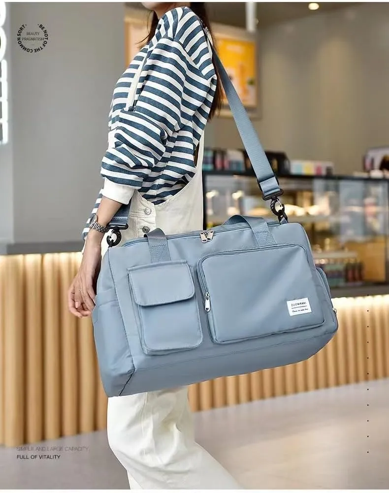New Sports Tote Gym Travel Luggage Shopping Delivery Weekend Camping Overnight Bag(ice blue)