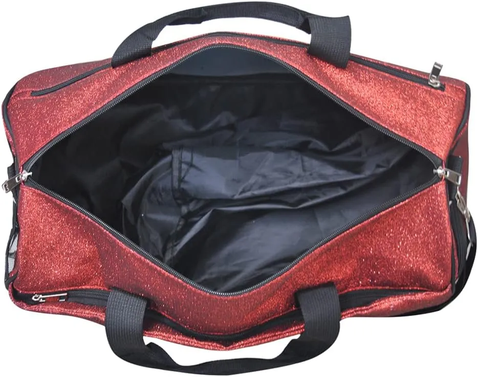 NGIL Glitter Cheers Sports Gym Duffel with Shoe Compartment and Travel Tote for Women, Cheer Bag (Red)