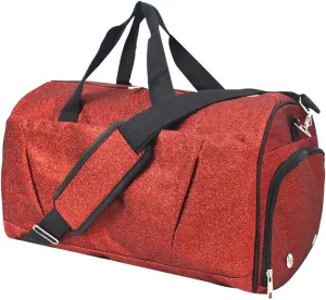 NGIL Glitter Cheers Sports Gym Duffel with Shoe Compartment and Travel Tote for Women, Cheer Bag (Red)