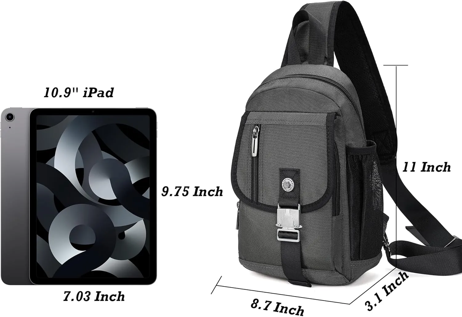 NICGID Sling Bag Chest Shoulder Backpack Crossbody Bags for Tablet Laptop Outdoor Hiking Men Women