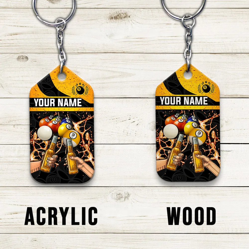 Nine-Ball Billiard And Beer That's Why I'm Here Personalized Name Keychain For Billiard Players