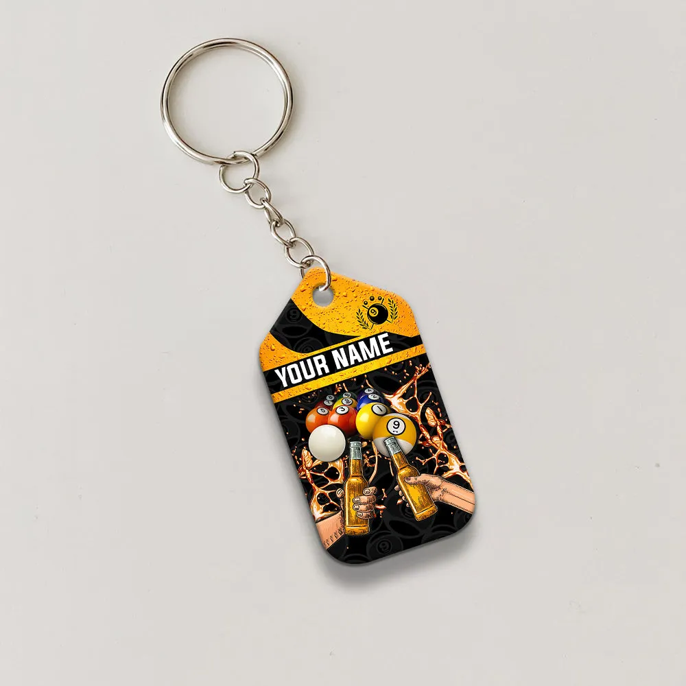 Nine-Ball Billiard And Beer That's Why I'm Here Personalized Name Keychain For Billiard Players