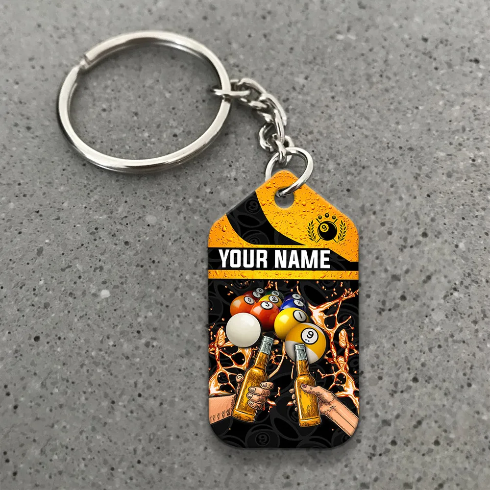 Nine-Ball Billiard And Beer That's Why I'm Here Personalized Name Keychain For Billiard Players