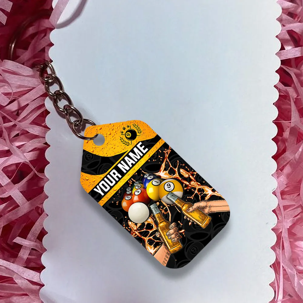 Nine-Ball Billiard And Beer That's Why I'm Here Personalized Name Keychain For Billiard Players