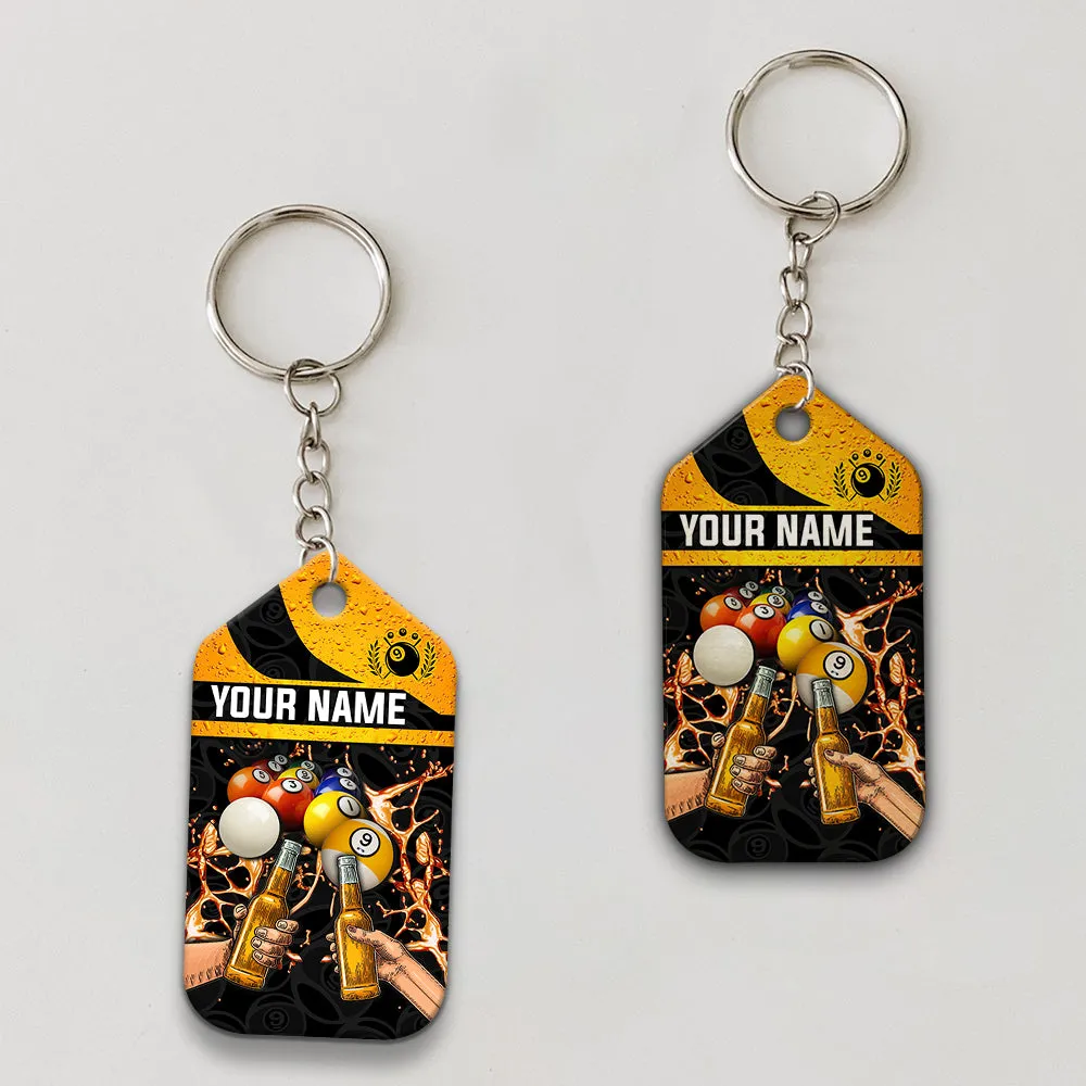 Nine-Ball Billiard And Beer That's Why I'm Here Personalized Name Keychain For Billiard Players