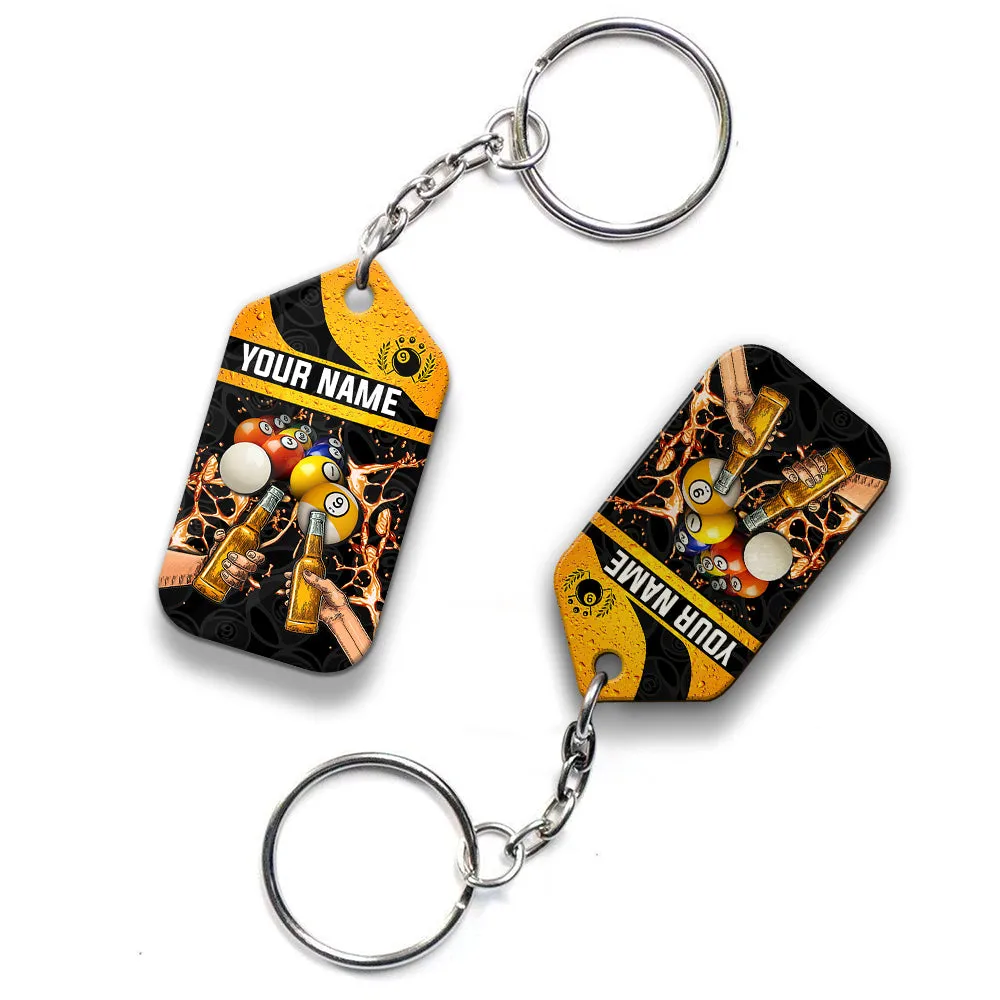 Nine-Ball Billiard And Beer That's Why I'm Here Personalized Name Keychain For Billiard Players