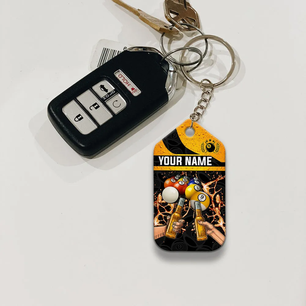 Nine-Ball Billiard And Beer That's Why I'm Here Personalized Name Keychain For Billiard Players