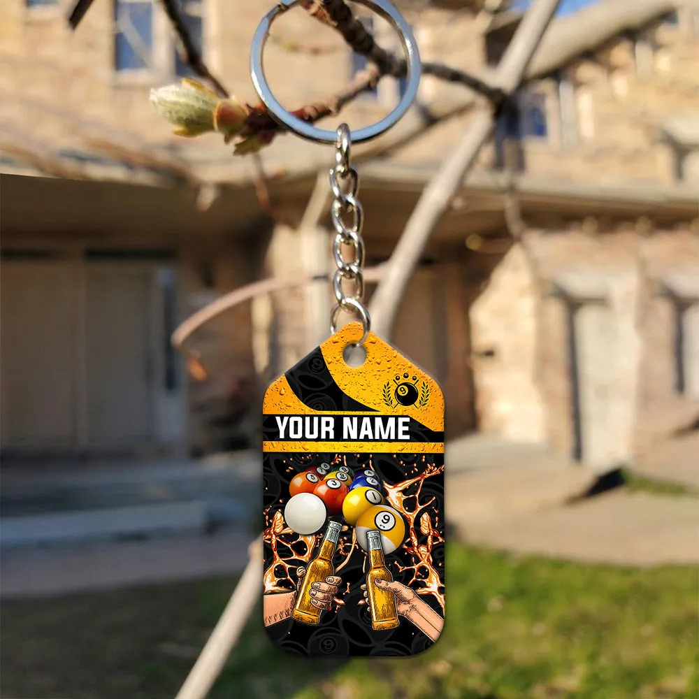 Nine-Ball Billiard And Beer That's Why I'm Here Personalized Name Keychain For Billiard Players